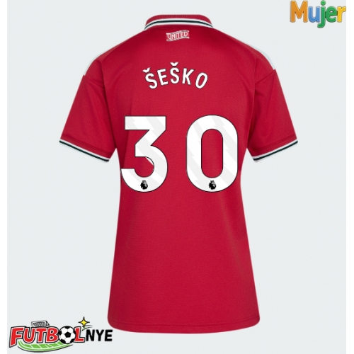 Camiseta Manchester United Benjamin Sesko #30 Primera Equipación para mujer 2026-27 manga corta